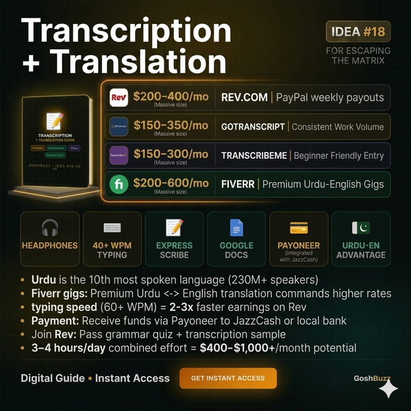 Earning – Idea #18: Transcription + Translation Language Services Guide