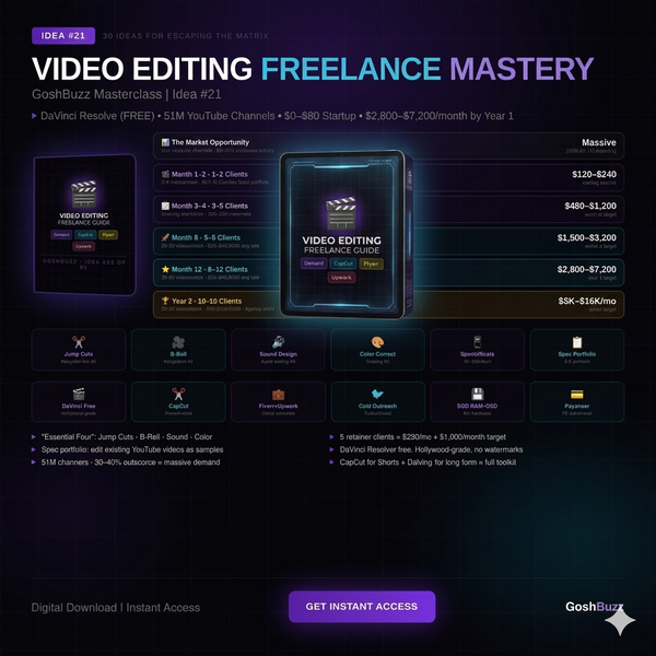 Earning – Idea #21: Video Editing Freelance Mastery (Zero to $7,200/Month)