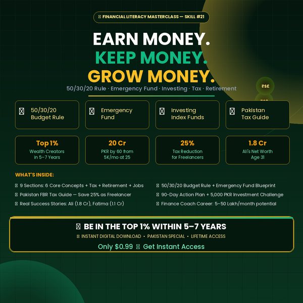 Skill : 21 Financial Literacy Masterclass for Pakistani Freelancers: Earn Money → Keep Money → Grow Money