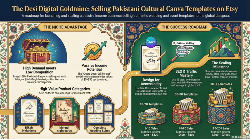 Day 20: I Sell Pakistani Wedding Templates on Etsy — Rs.40,000/Month Passive Income with Canva