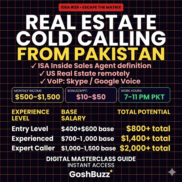 Earning – Idea #29: Real Estate Cold Calling from Pakistan
