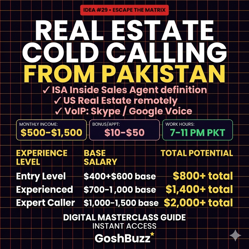 Earning – Idea #29: Real Estate Cold Calling from Pakistan