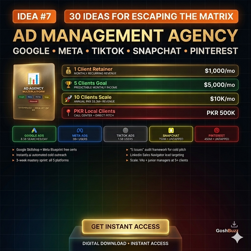 Earning – Idea #7: Ad Management Agency Blueprint