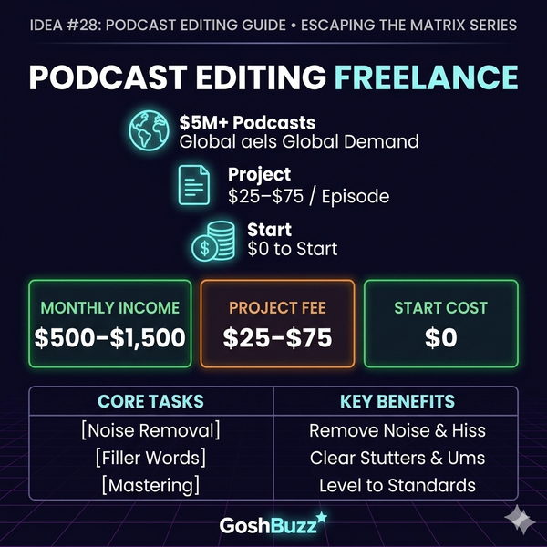 Earning – Idea #28: Podcast Editing Freelance Blueprint: Earn $500–$1,500