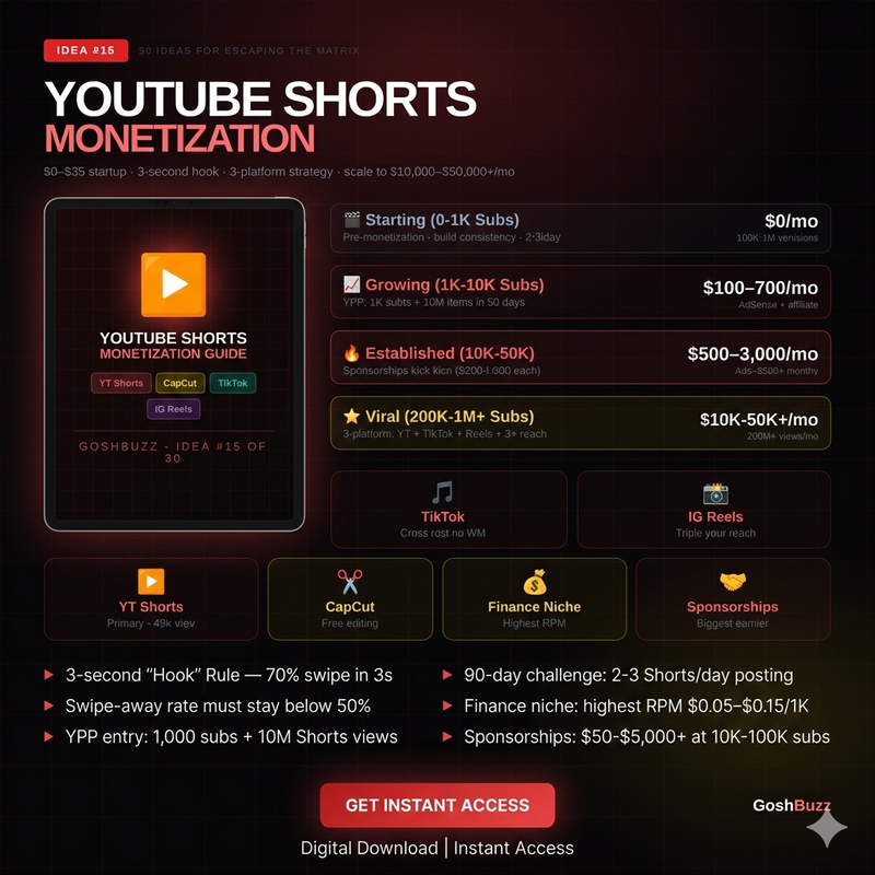 Earning – Idea #15: YouTube Shorts Growth & Monetization Guide