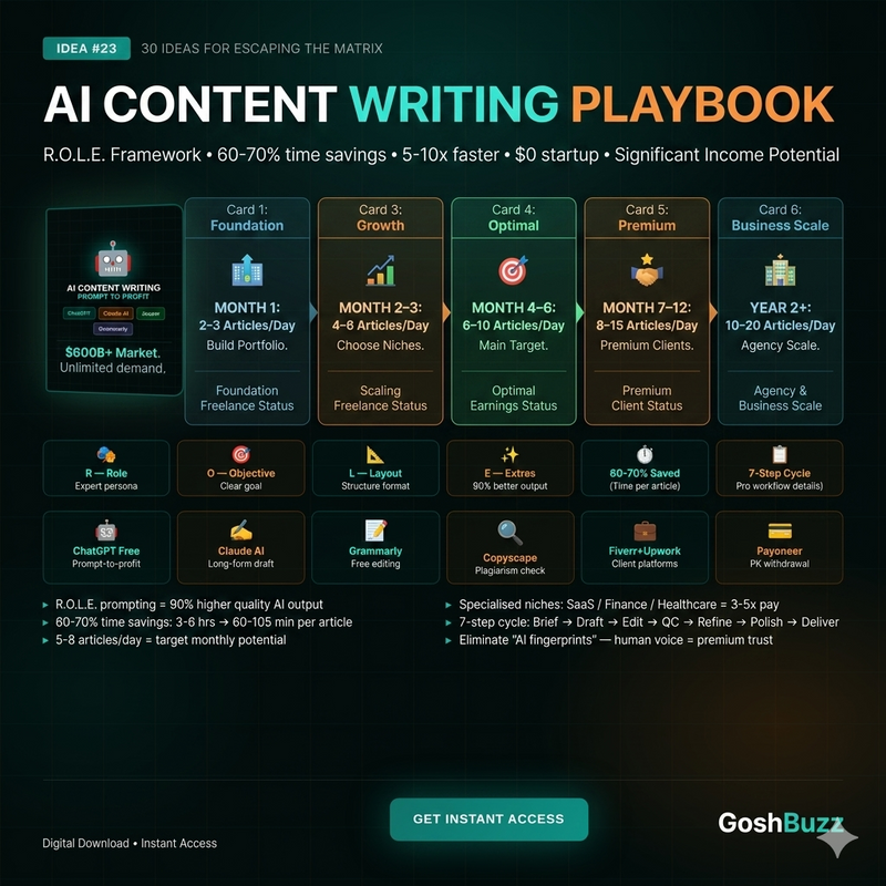 Earning – Idea #23: AI Content Writing Playbook (Prompt to Profit)
