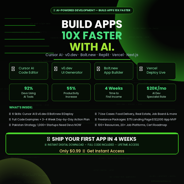 Skill : 10 AI-Powered Development Guide — Build Apps 10X Faster with Cursor AI, v0.dev, Bolt.new & Vercel