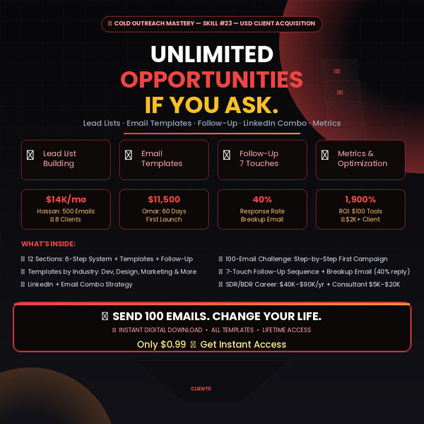 Skill : 23 Cold Outreach Mastery: Unlimited Opportunities If You Ask — 6-Step System, Templates