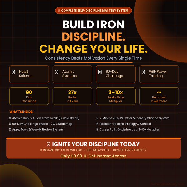Skill : 3 Complete Self-Discipline Mastery Guide — 90-Day Challenge, Atomic Habits & Productivity System