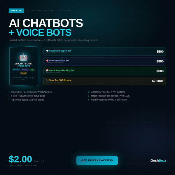 Earning – Idea #6: AI Chatbots + Voice Bots Guide